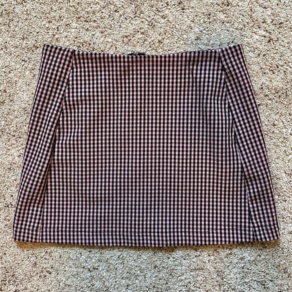 Urban Outfitters Cooperative Pink and Black Gingham Mini Skirt
